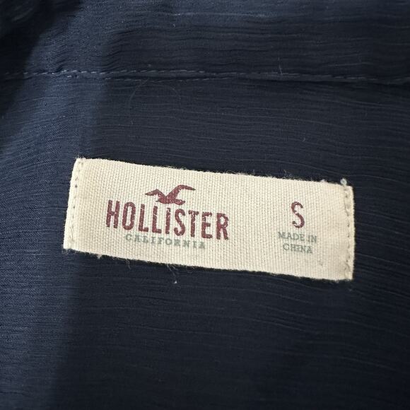 Hollister Y2K Top Womens Small Navy Blue Sheer Sleeveless Embroidered Boho 2010s - Picture 9 of 12